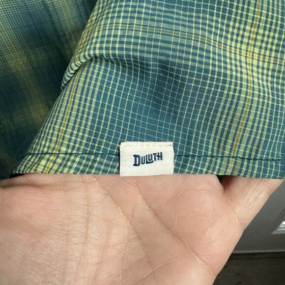 Duluth Trading Co‎ Green Plaid Button Down Shirt Short Sleeve Mens M EUC - Picture 6 of 6